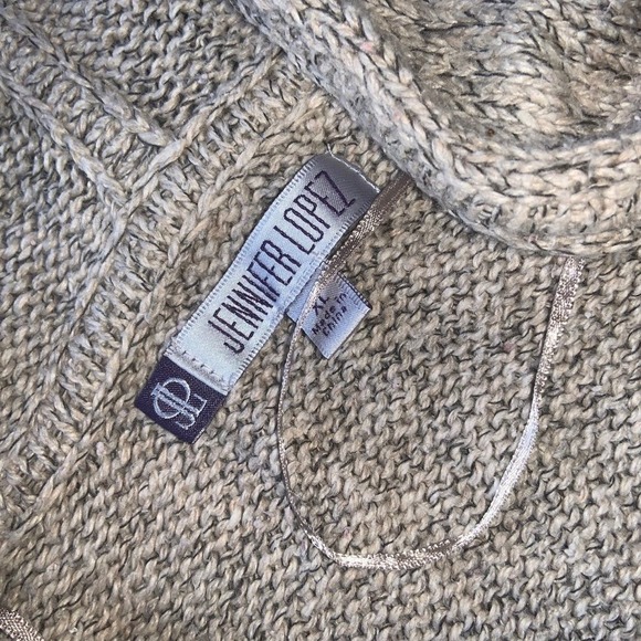 Jlo sequin shirt sleeve hooded sweater y2k coastal casual fall knit top boho - Picture 4 of 4